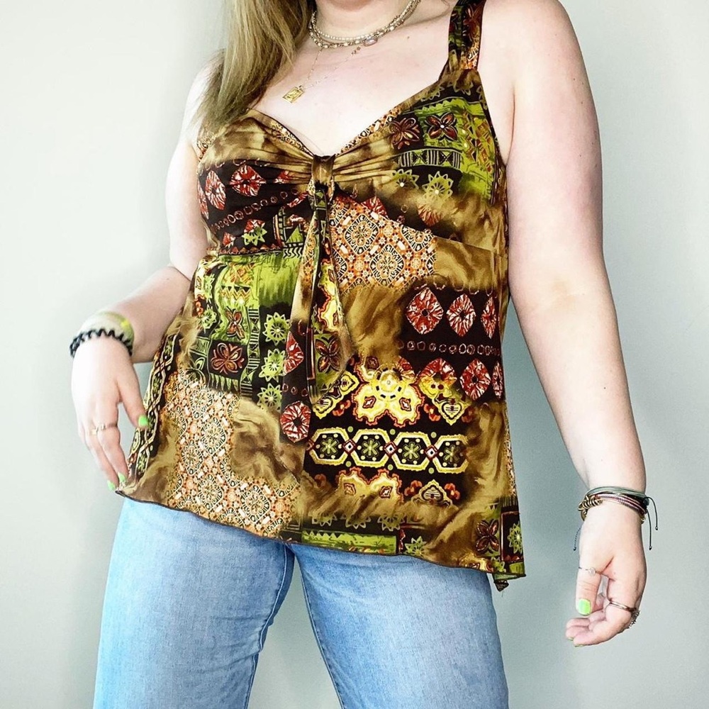 bohemian multi-pattern little tank